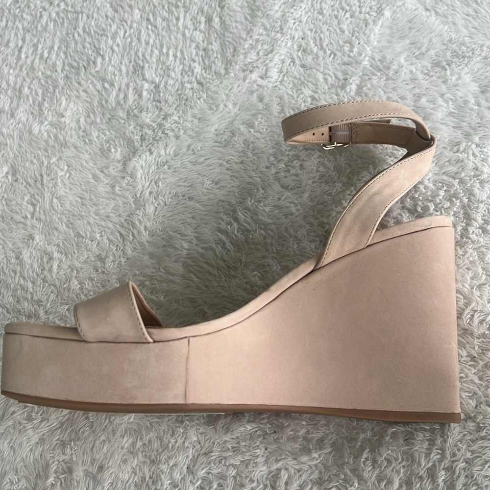 Antonio Melani Sz 9 Nude Beige Leather Open Toe High 4.5” High Heel Sandals NWT - Picture 14 of 16
